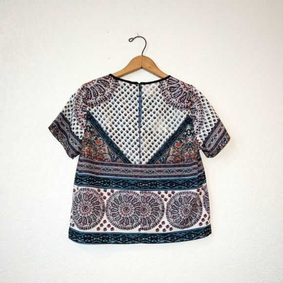 Topshop Scarf Placement Print Tee Size 6 - Picture 6 of 7